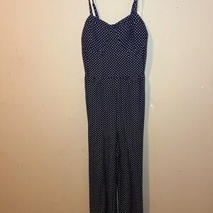 No Boundaries Navy Polka Dot Jumpsuit
